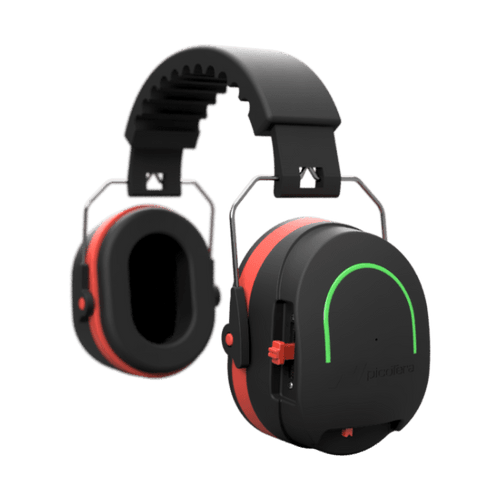 Smart earmuffs with safety features & wireless communication built in.